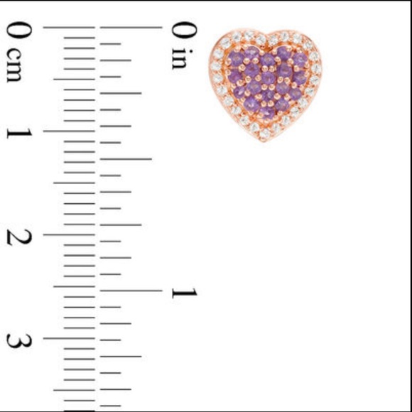Zales Amethyst and White Topaz Heart Stud Earrings - Picture 14 of 15
